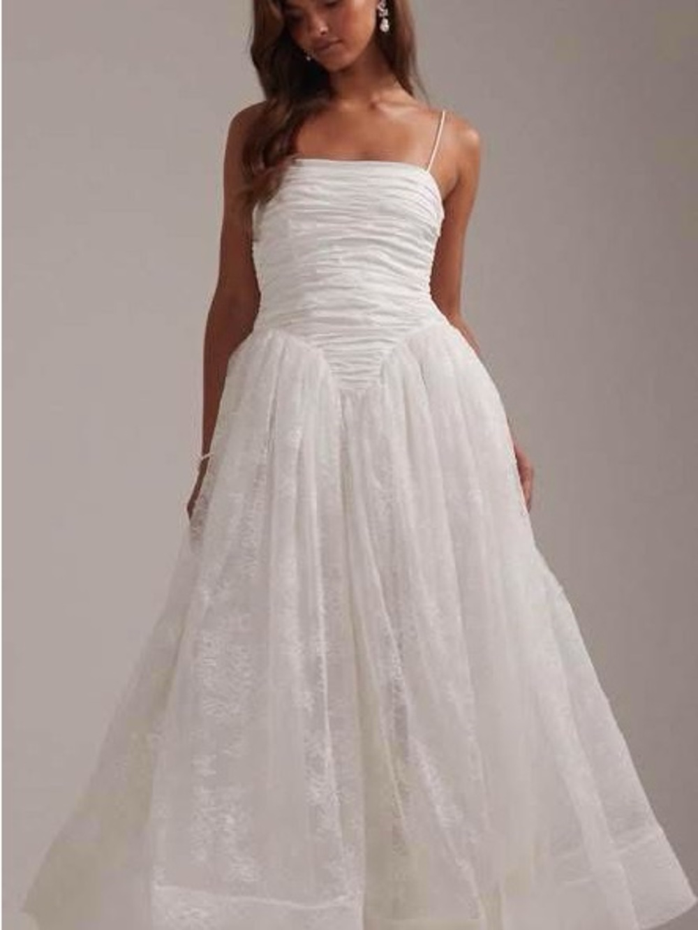 ASOS White Ruched Bodice Spaghetti-Strap Bridal Gown